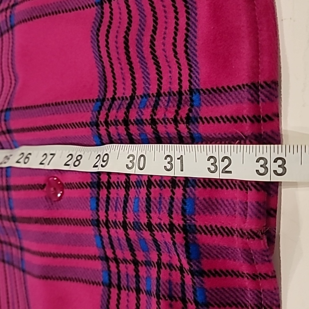 Denim 24/7 Velour Bold Plaid Shirt Pink Blue Medium - Picture 12 of 13